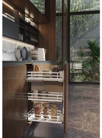 Konyhai fémrács, 300mm, oldalra szerelhető, króm-fehér, teljes kihúzás, csillapított záródás, rejtett fióksín, 3 kosár, textílzsákkal SIGE, Infinity P...