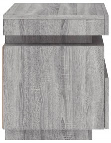 2 db szürke sonoma éjjeliszekrény LED-fényekkel 40x39x48,5 cm