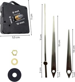 Ezüst hegyes alumínium óramutatók 11 / 8,5 cm