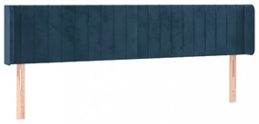 sötétkék bársony szárnyas fejtámla 203x16x78/88 cm