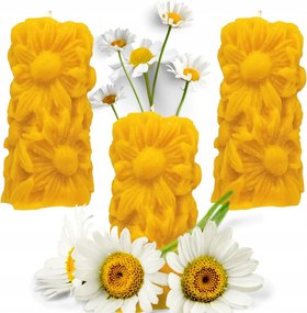 3 db Mézes dekoráció Gyertya Bio 3D Méhviasz "kamilla Virágok"