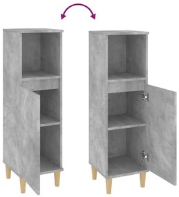betonszürke szerelt fa fürdőszobaszekrény 30 x 30 x 100 cm