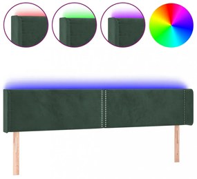 sötétzöld bársony LED-es fejtámla 203 x 16 x 78/88 cm