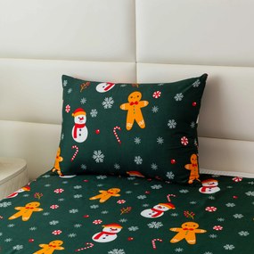 Polipamut párnahuzat HÓEMBER ÉS MÉZESKALÁCS POLY 50x70 cm, zöld