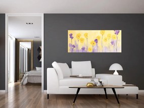 Kép - Lila és sárga virágok (120x50 cm)
