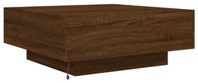 barna tölgyszínű dohányzóasztal LED-lámpákkal 80 x 8 0x 31 cm