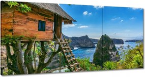Vászonkép 120x60 Faház Tenger