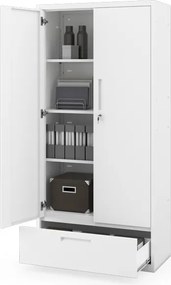 Moduláris többfunkciós fém szekrény fiókkal fehér MEGAN 1850 x 900 x 400 mm