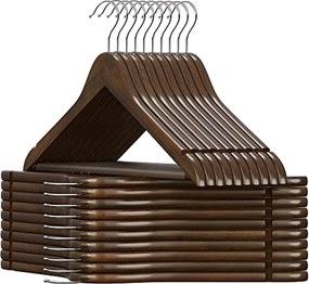 Fából készült fogas, csúszásmentes nadrágrúd, 360°-os forgó kampó, barna