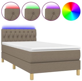 tópszínű szövet rugós és LED-es ágy matraccal 100x200 cm
