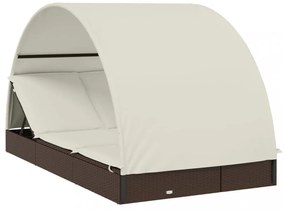 2 személyes barna polyrattan napágy kerek tetővel 211x112x140cm