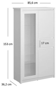 Vitrin Ethan 2D1W1S (fehér). 1052908