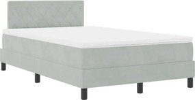 vidaXL Boxrugós ágy matracmal Világosszürke 120 x 190 cm Bársony