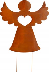 Kerti Figura Téli Beszúrható Karácsonyi Angyal Rozsda 65cm