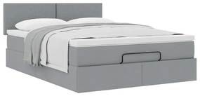 Ottomán ágy matraccal világosszürke 140x190 cm szövet