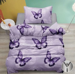 Pamut ágyneműhuzat BUTTERFLY BLOOM lila Ágyneműhuzat mérete: 70 x 90 cm | 140 x 200 cm