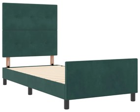 Sötétzöld Bársony Ágykeret 100x200 cm