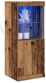 LED világítással ellátott oldalszekrény, öreg fa 41x37x100 cm