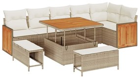 vidaXL Kerti Kanapé Szett párnával 9 pcs Beige és krém
