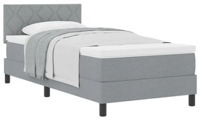 Boxspring ágy matraccal világosszürke 100x200 cm szövet