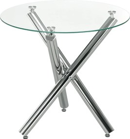 HOMCOM Étkezőasztal, Köralaku Konyha Asztal 4 Személyre, Nappali Asztal, Üveg Asztal, Kávézó Asztal, Oldalasztal, Acél, Ø80 x 74 cm, Átlátszó | Aosom