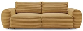 Mustársárga kordbársony kinyitható kanapé 257 cm Lucien – Bobochic Paris