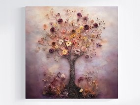 Vászonkép Canvas Dekoráció Szárított Virágok Filc Fa Boho 80x80