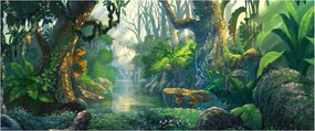 Kép - Egy trópusi erdő illusztrációja (120x50 cm)