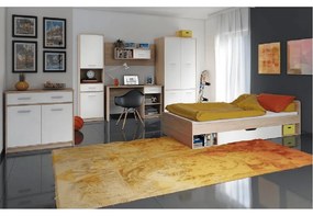 Vitrines szekrény 1D1W1S, fehér/tölgy sonoma, TEYO
