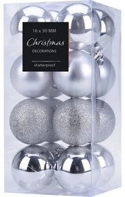 Agira karácsonyi dísz készlet, 16 darabos, ezüst, átmérő: 5 cm