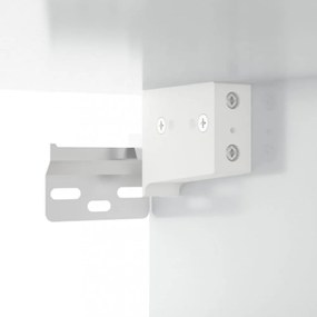 magasfényű fehér tükrös szekrény LED-ekkel 76 x 15 x 55 cm