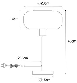Art Deco asztali lámpa fekete füstüveggel - Bizle