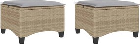 vidaXL 2 db bézs polirattan kerti székek párnákkal 55x55x36 cm