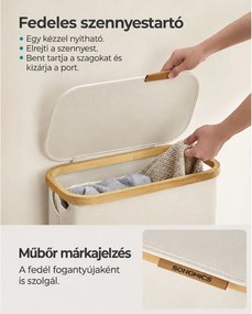 Fedeles mosókosár, 65L, levehető hálós bélés, összecsukható, krémszínű