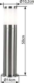 Globo 32015 Kültéri álló inox ,müanyag fehér, csíkos, IP44, ø: 140, H:500, exkl. 1xE27 60W 230V