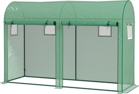 Outsunny Üvegház 300x100x200 cm 4 Ablakkal és 2 Ajtóval a Növények, Virágok és Zöldségek Neveléséhez, PE és Acél Anyagból | Aosom