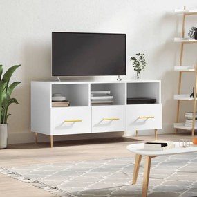 fehér magasfényű szerelt fa TV-szekrény 102x36x50 cm