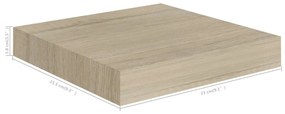 4 db tölgyszínű MDF lebegő fali polc 23 x 23,5 x 3,8 cm