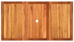 szürke polyrattan és akácfa kerti asztal 140 x 80 x 75 cm