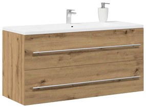 kézműves tölgy színű szerelt fa mosdószekrény 100x38,5x48 cm