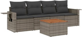 vidaXL 5 részes szürke polyrattan kerti ülőgarnitúra párnákkal