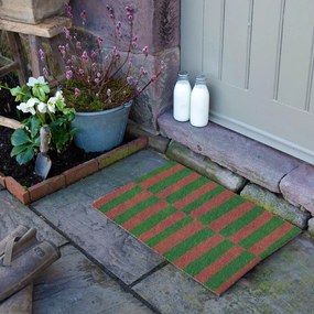 Kókuszrost lábtörlő 40x60 cm Pink &amp; Green Half Stripes – Artsy Doormats