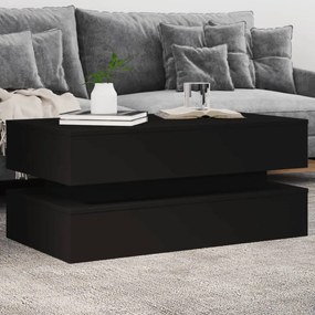 Fekete dohányzóasztal LED-lámpákkal 90x50x40 cm