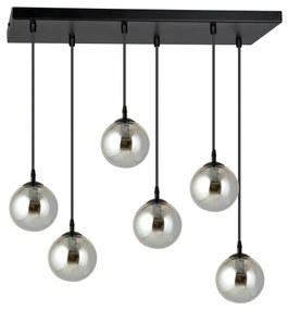 Csillár zsinóron COSMO 6xE14/10W/230V fekete/szürke