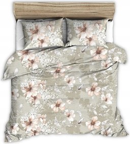 Ágyneműhuzat kéregből 180x200 bézs nagy tea rajzolt virágok