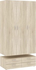 Háromajtós szekrény 4 fiókkal