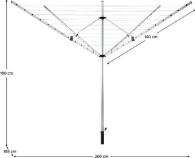 Kerti ruhaszárító, ezüst/fekete, 50 m, ROTARY NEW TYP 1
