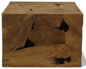 barna, valódi tíkfa dohányzóasztal 50 x 50 x 35 cm