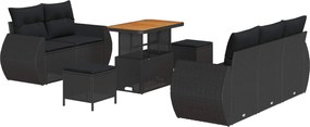 vidaXL Kerti Kanapé Szett 8 pcs Fekete polirattan
