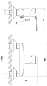 Samona - KORANA zuhanycsaptelep fényes króm